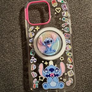 PopSocket Clear Case with Stitch and Colorful Stickers